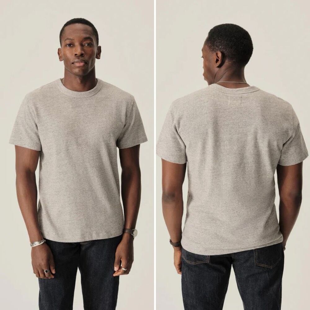 Buck Mason Field Spec Cotton Heavy T-Shirt in Speckled Grey Size M